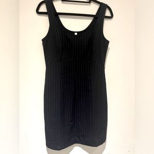 Dark Navy Blue Pinstripe Sleeveless Round-neck Mini Dress NWT